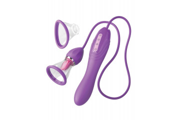 Сиреневый вибростимулятор с помпой и имитатором языка Her Ultimate Pleasure Max