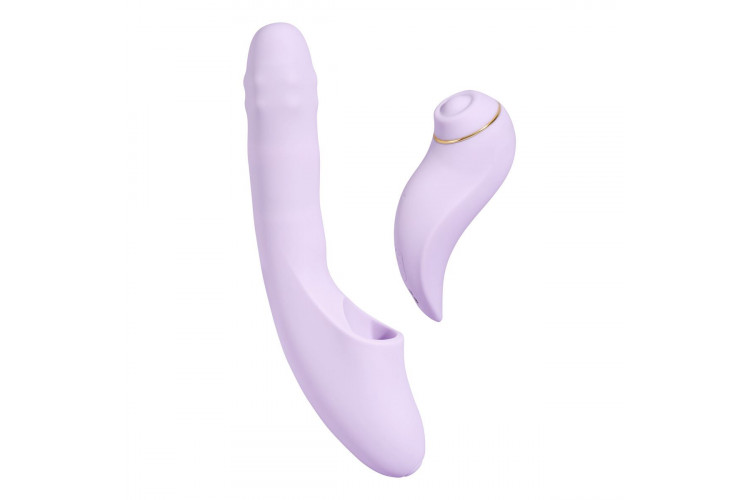 Сиреневый вибромассажер со съёмным клиторальным пульсатором DuoGlow Сиреневый вибромассажер со съёмным клиторальным пульсатором DuoGlow