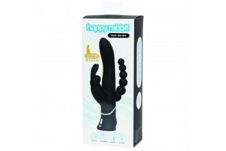 Черный перезаряжаемый вибратор Triple Curve Rechargeable Rabbit Vibrator - 25,4 см.