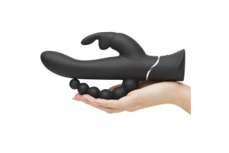 Черный перезаряжаемый вибратор Triple Curve Rechargeable Rabbit Vibrator - 25,4 см.