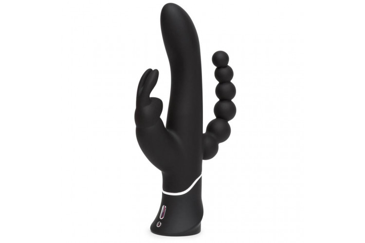 Черный перезаряжаемый вибратор Triple Curve Rechargeable Rabbit Vibrator - 25,4 см.