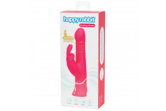Розовый вибратор Thrusting Realistic Rechargeable Rabbit Vibrator с имитацией толчков - 22,8 см.