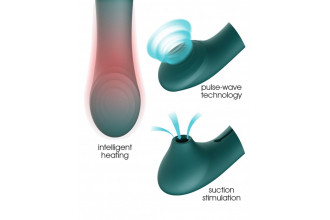 Зеленый вибромассажёр с дополнительной насадкой Queen - 21,6 см.
