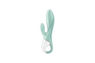 Зеленый вибратор-кролик Satisfyer Air Pump Bunny 5+ с функцией расширения - 20,4 см.