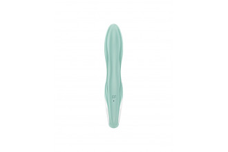 Зеленый вибратор-кролик Satisfyer Air Pump Bunny 5+ с функцией расширения - 20,4 см.