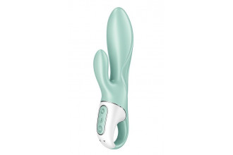 Зеленый вибратор-кролик Satisfyer Air Pump Bunny 5+ с функцией расширения - 20,4 см.