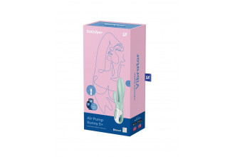 Зеленый вибратор-кролик Satisfyer Air Pump Bunny 5+ с функцией расширения - 20,4 см.