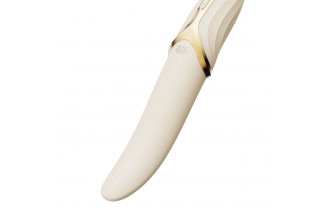 Бежевый вибростимулятор с имитацией оральных ласк и функцией нагрева Eve