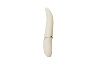 Бежевый вибростимулятор с имитацией оральных ласк и функцией нагрева Eve