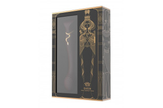 Бордовый вибромассажёр с дополнительной насадкой Queen - 21,6 см.