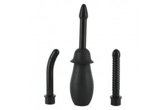 Чёрный анальный душ с насадками KIT BLACK