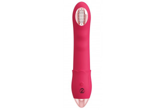 Малиновая насадка на душ с вибрацией Showers to orgasm - 20,1 см.