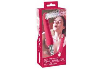 Малиновая насадка на душ с вибрацией Showers to orgasm - 20,1 см.