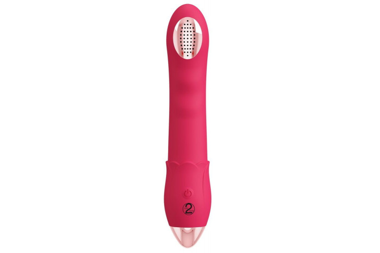 Малиновая насадка на душ с вибрацией Showers to orgasm - 20,1 см.