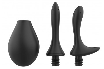 Черный анальный душ Nexus Anal Douche Set с 2 сменными насадками