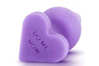 Фиолетовая анальная пробка Naughty Candy Heart Do Me Now - 8,9 см.