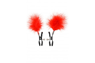 Зажимы для сосков с красным пухом Theatre Зажимы для сосков с красным пухом Theatre