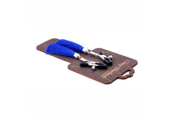 Зажимы на соски с синими кисточками из шелка