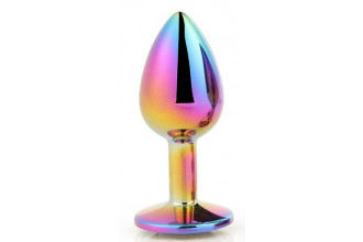 Голографическая анальная втулка с радужным кристаллом - 7,1 см.