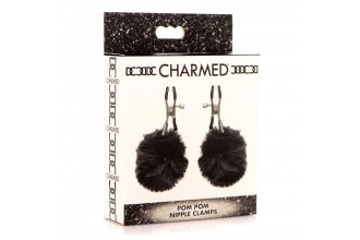 Зажимы для сосков с черным помпонами Pom Pom Nipple Clamps