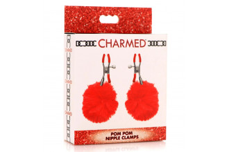 Красные зажимы на соски с помпонами Pom Pom