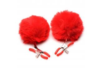 Красные зажимы на соски с помпонами Pom Pom