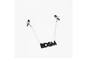 Зажимы на соски с кожаной подвеской BDSM