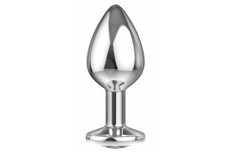 Большая серебристая анальная пробка Diamond Clear Sparkle Large с прозрачным кристаллом - 8 см.