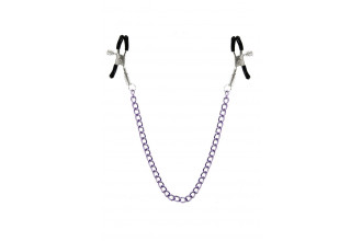 Зажимы для сосков с фиолетовой цепочкой Sweet Caress Nipple Chain