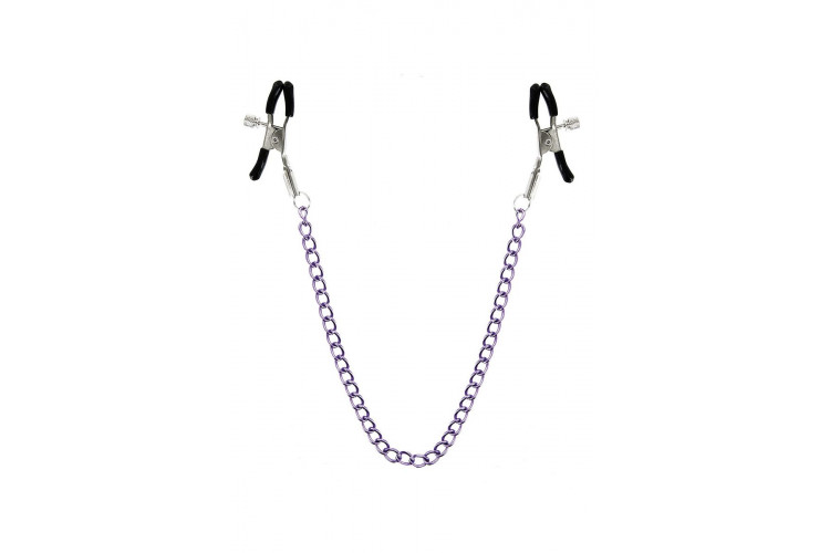 Зажимы для сосков с фиолетовой цепочкой Sweet Caress Nipple Chain