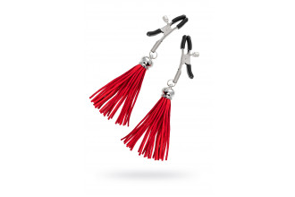 Зажимы на соски «Прищепки» с красными кисточками из замши