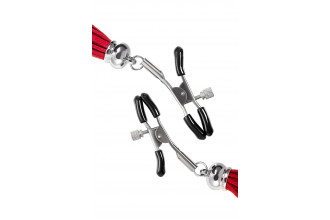 Зажимы на соски «Прищепки» с красными кисточками из замши