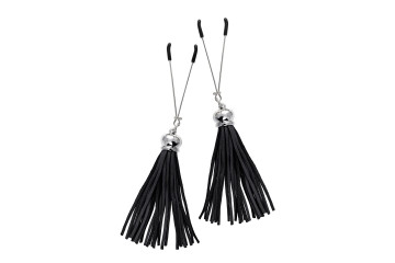 Зажимы на соски «Вилки» с черными кисточками из замши