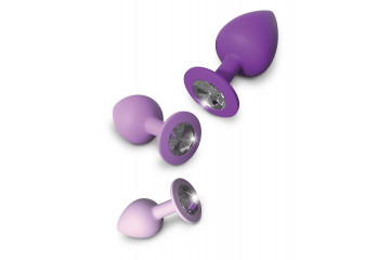 Набор из 3 фиолетовых анальных пробок со стразами Little Gems Trainer Set