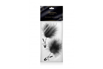 Зажимы на соски с черными пуховыми кисточками Sweet Caress Feather Nipple Clumps