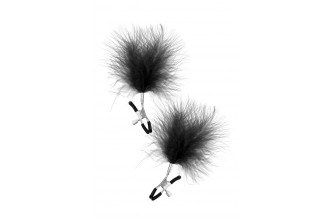 Зажимы на соски с черными пуховыми кисточками Sweet Caress Feather Nipple Clumps