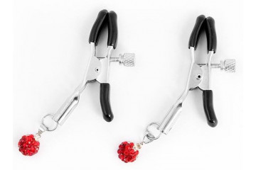 Металлические зажимы на соски с декором в виде красных шариков