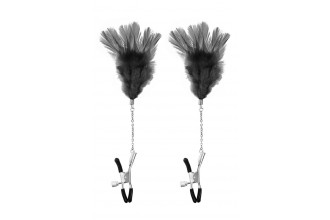 Зажимы для сосков с черными перьями Sweet Caress Feather Nipple Clumps