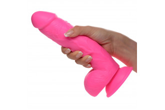 Розовый фаллоимитатор на присоске 8.25 Dildo with Balls - 22,8 см.