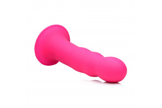 Розовый гибкий фаллоимитатор Squeeze-It Wavy Dildo - 18,3 см.