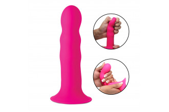 Розовый гибкий фаллоимитатор Squeeze-It Wavy Dildo - 18,3 см.