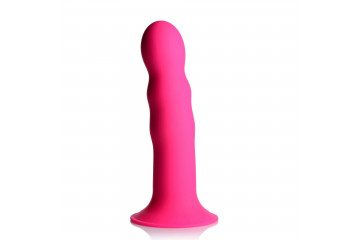 Розовый гибкий фаллоимитатор Squeeze-It Wavy Dildo - 18,3 см.