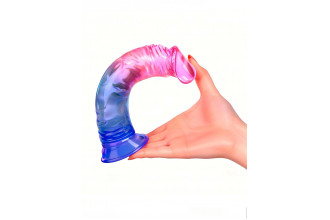 Яркий розово-синий фаллоимитатор с присоской