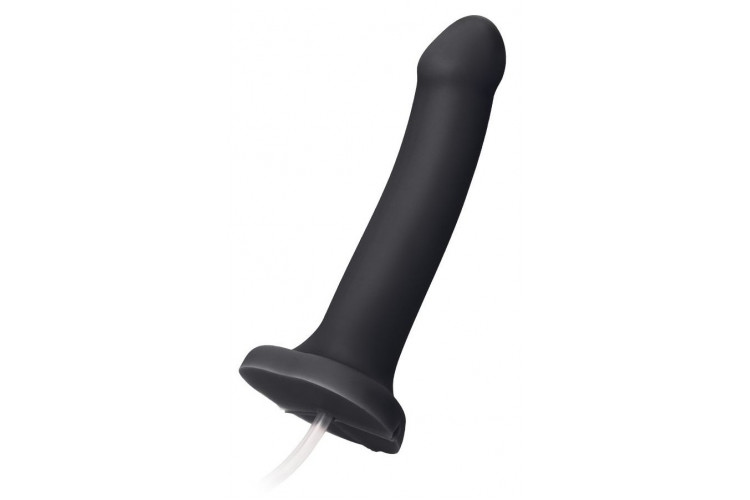 Черный фаллос с имитацией эякуляции Silicon Cum Dildo L - 19,6 см.