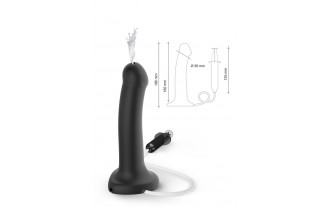 Черный фаллос с имитацией эякуляции Silicon Cum Dildo L - 19,6 см.