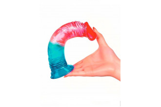 Яркий двухцветный фаллоимитатор с присоской