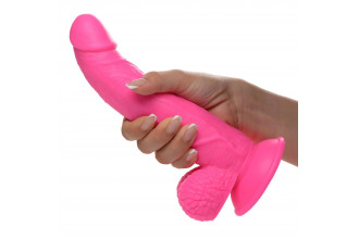 Розовый фаллоимитатор на присоске 7.5 Dildo with Balls - 21,5 см.