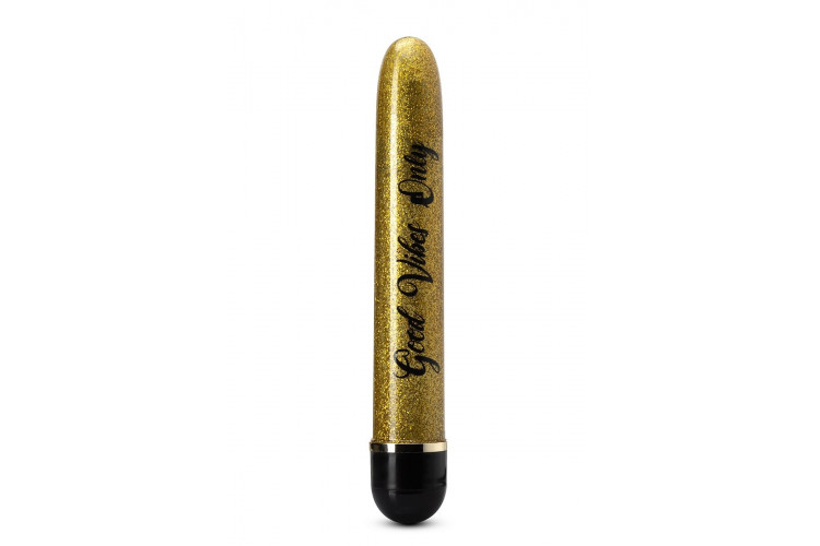 Золотистый классический вибратор Good Vibes Only - 17,5 см.