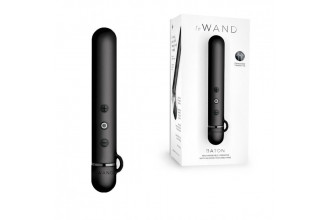 Черный мини-вибратор Le Wand Baton с текстурированной насадкой - 11,9 см.