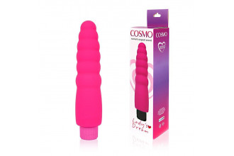 Розовый силиконовый вибратор Cosmo - 15 см.